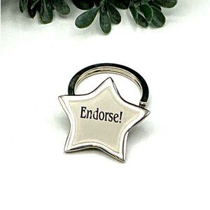 Star Shaped Silver Tone Endorsement Keychain